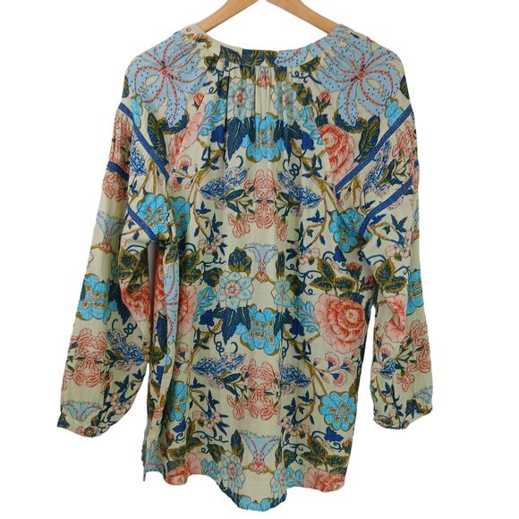 Soft Surroundings SZ L 100% Cotton Bisonette Gauze Floral Button Down Shirt - Picture 4 of 7